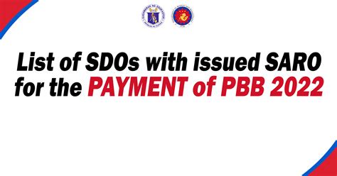 saro pbb|List of SDOs with issued SARO for the payment of PBB 2022.